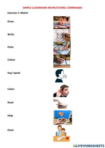 Simple classroom instructions- commands