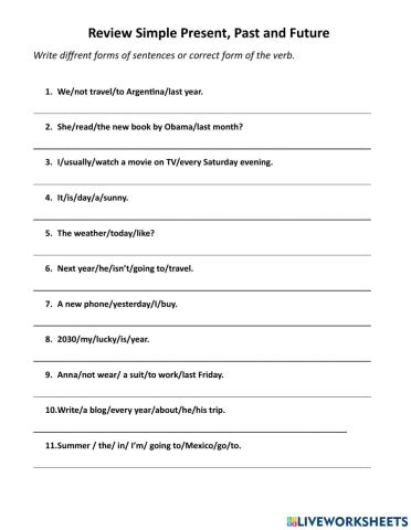 Review on Simple present, past and future