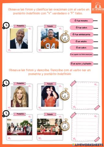 Preterito y presente del verbo ser con adjetivos descriptivos