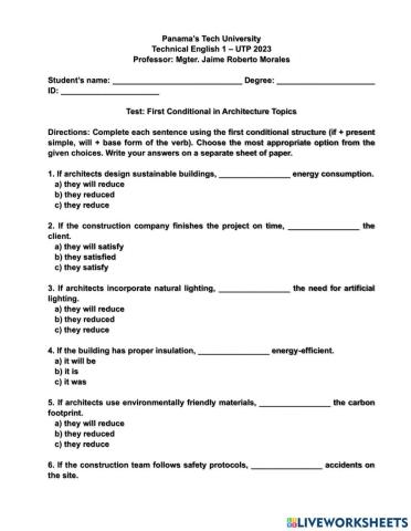 1st Conditional Test within Architecture