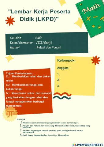 LKPD Relasi dan Fungsi