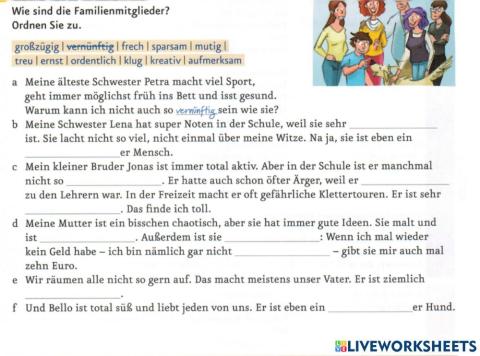 B 1.1. Lektion 1: AB Ü 1 Charaktereigenschaften ergänzen