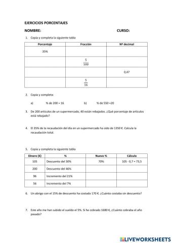Porcentajes