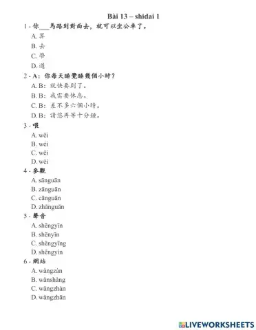 Shidai1- Phiếu Bài Tập Bài 13