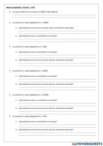 Mapas topográficos. Escala