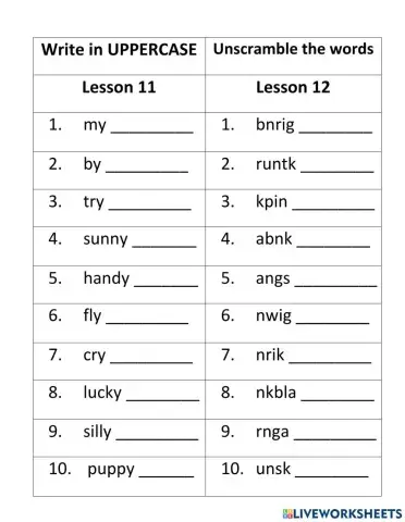 SPELLING LESSON 11 and 12