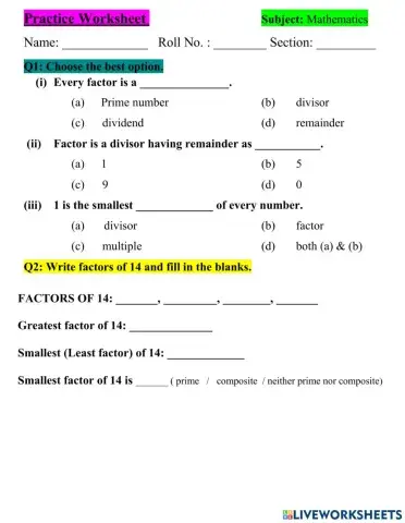 Practice worksheet