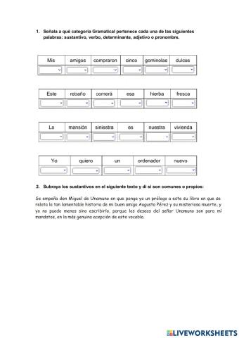 Las categorías gramaticales