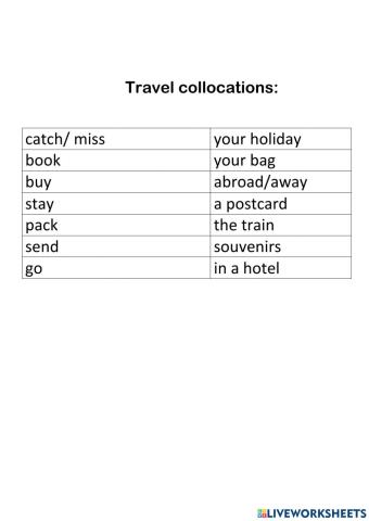 Travel collocations