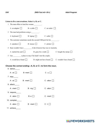Adults b1+ m3 - midterm test