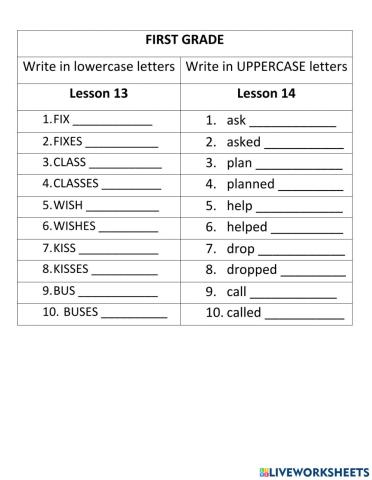 Lesson 13 and 14 SPELLING 1st Grade