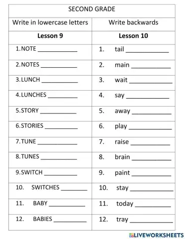 LESSON 8 and 9 second grade