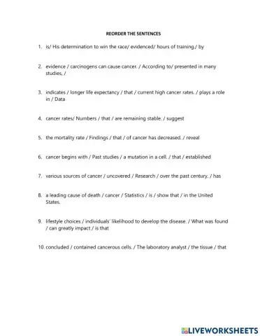 TRS6 - Biology (2) - Reorder the sentences