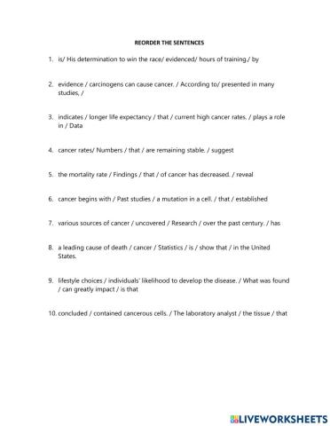 TRS6 - Biology (2) - Reorder the sentences