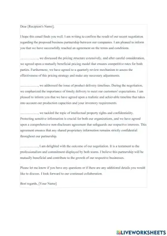 Linking words in a formal email