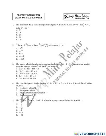 Post test matdas simak ui