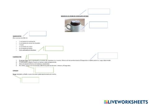 Componentes de un texto instructivo (receta)