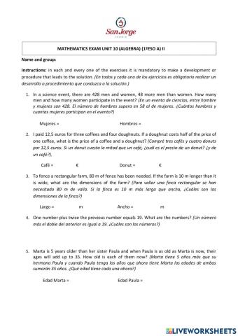 Problemas con ecuaciones