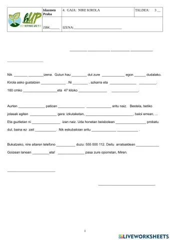 Gutuna idazmen proba