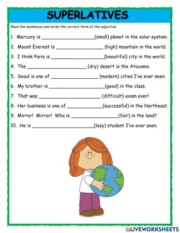 Exercise comparative interesting. Задания Comparatives. Упражнения на Superlative adjectives. Comparative and Superlative adjectives упражнения. Comparatives and Superlatives Worksheets.