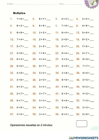 Repaso de tablas de multiplicar
