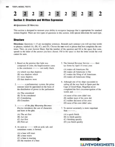 Toefl structur