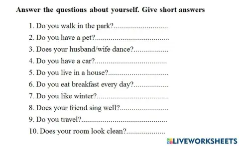 Short open answers present simple