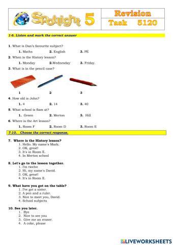 Spotlight 5 Task 5188