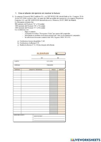 Ejercicio de Facturación