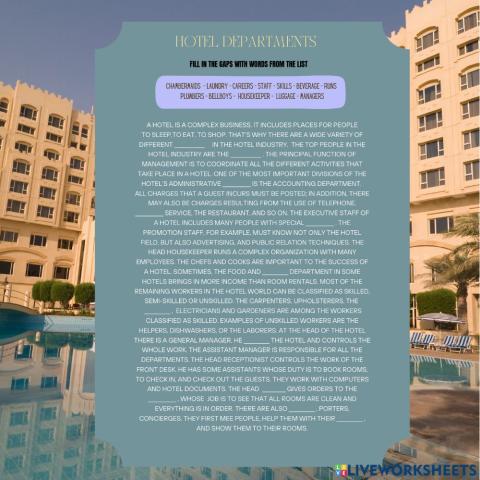 Hotel departments