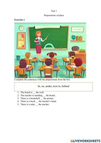 Test. Prepositions of place