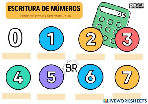 Escritura de números del 0 al 10