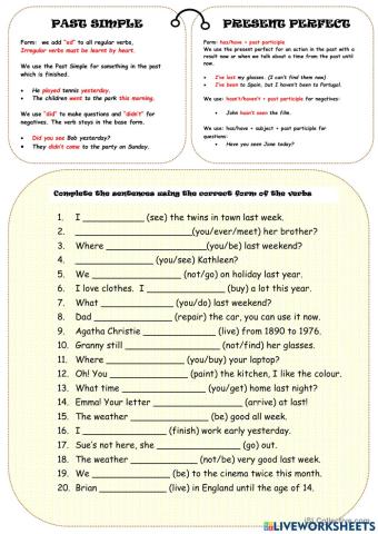 Past siplme present perfect