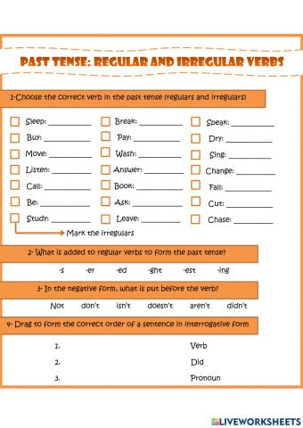 Past tense: regular and irregular verbs