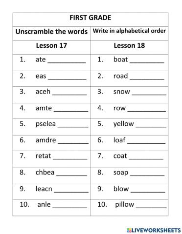 Lesson 17 and 18 FISRT GRADE