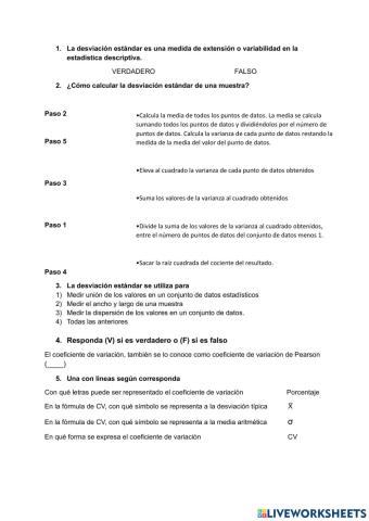 Desviación estándar y coeficiente DE VARIACIÓN