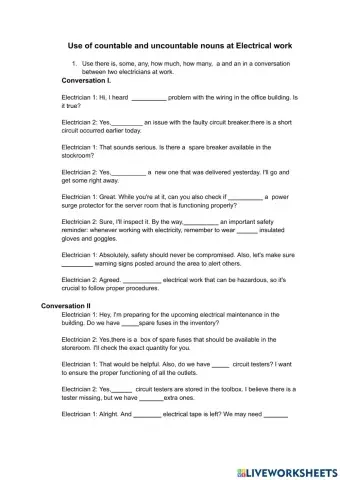 Conversation between electricians