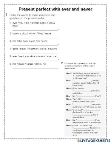 Present perfect with never and ever