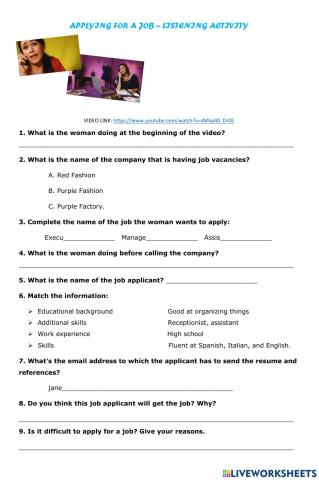 Apllying for a job - A2.4