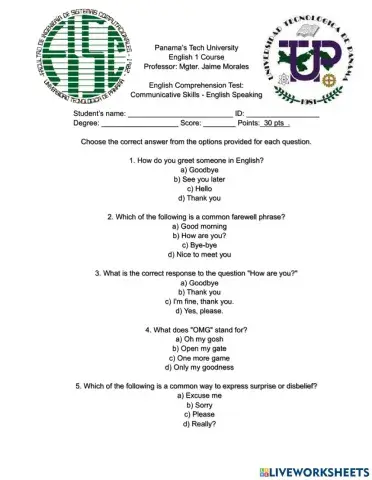 English Proficiency Test