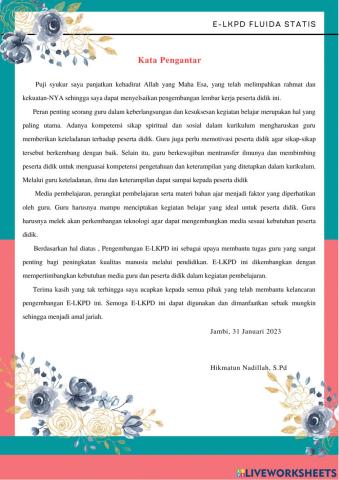 Kata Pengantar, KI dan Peta Konsep E-LKPD