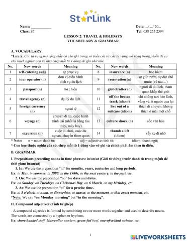 Viet Teacher-S7-Week 2-Lesson 2-Vocab & Grammar