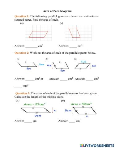 Area of a parallelogram