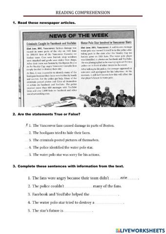 Reading comprehension Crime-passive voice