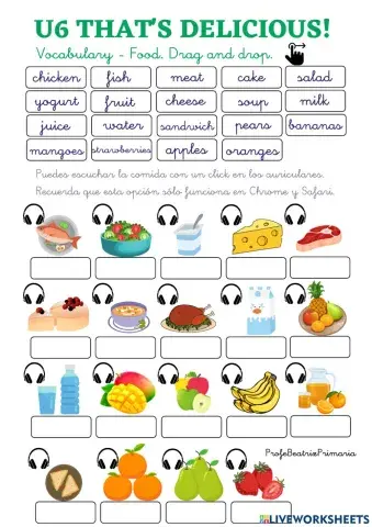 Go Far Year 1 U6 That's delicious - Vocabulary food