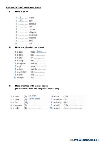Articles and plural nouns