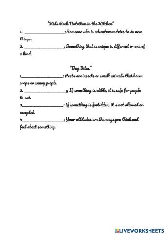 Kids rock nutrition and bug bites