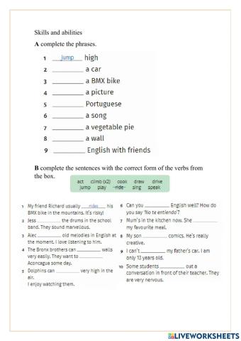 Skills and abilities