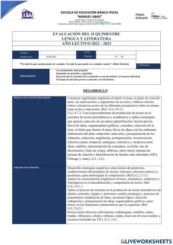 Evaluación novenos 2023