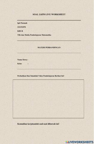 Soal Latihan Perbandingan